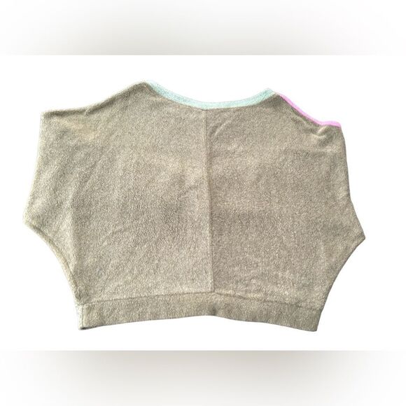 Free People Blue Monday Fleece Color Block Pullover Sweatshirt SZ Med OVERSIZED - Picture 2 of 4